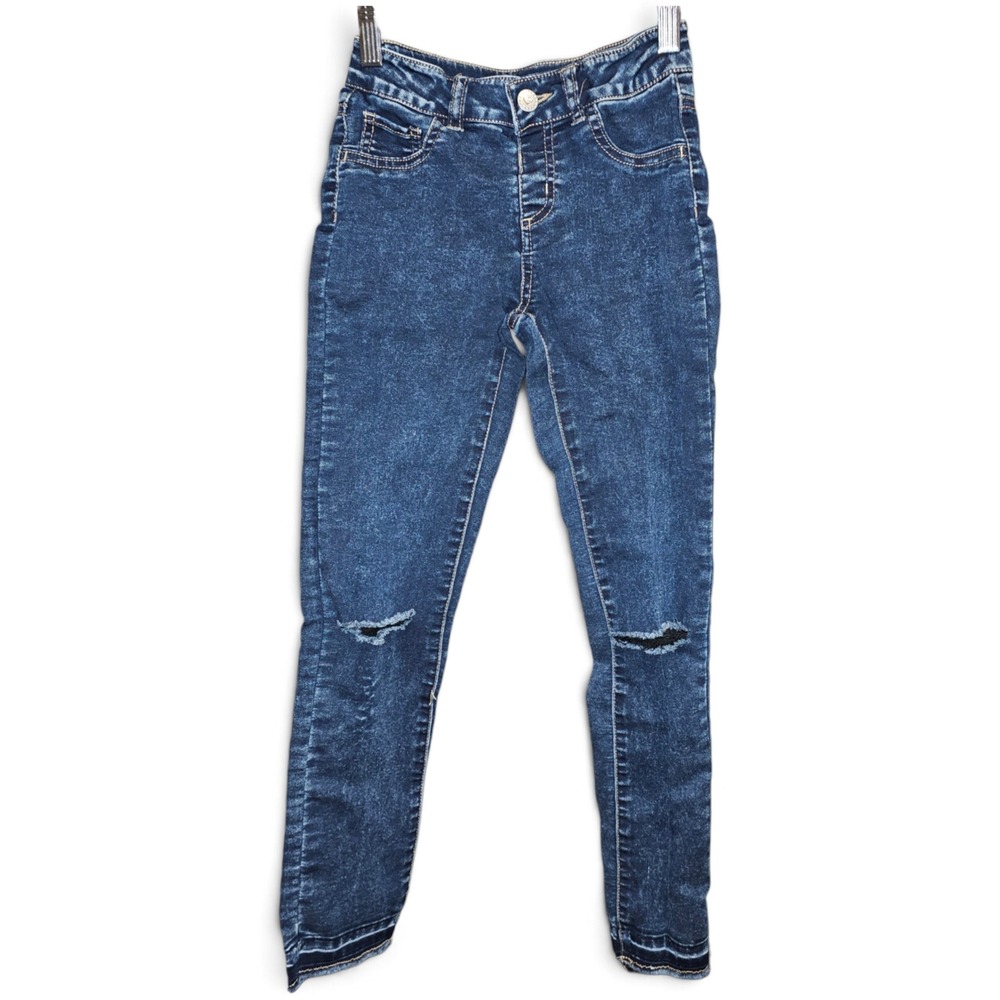 GNRL Skinny Jeans Girls‎ Size 8 Blue Good Distressed Ripped Acid Wash Denim